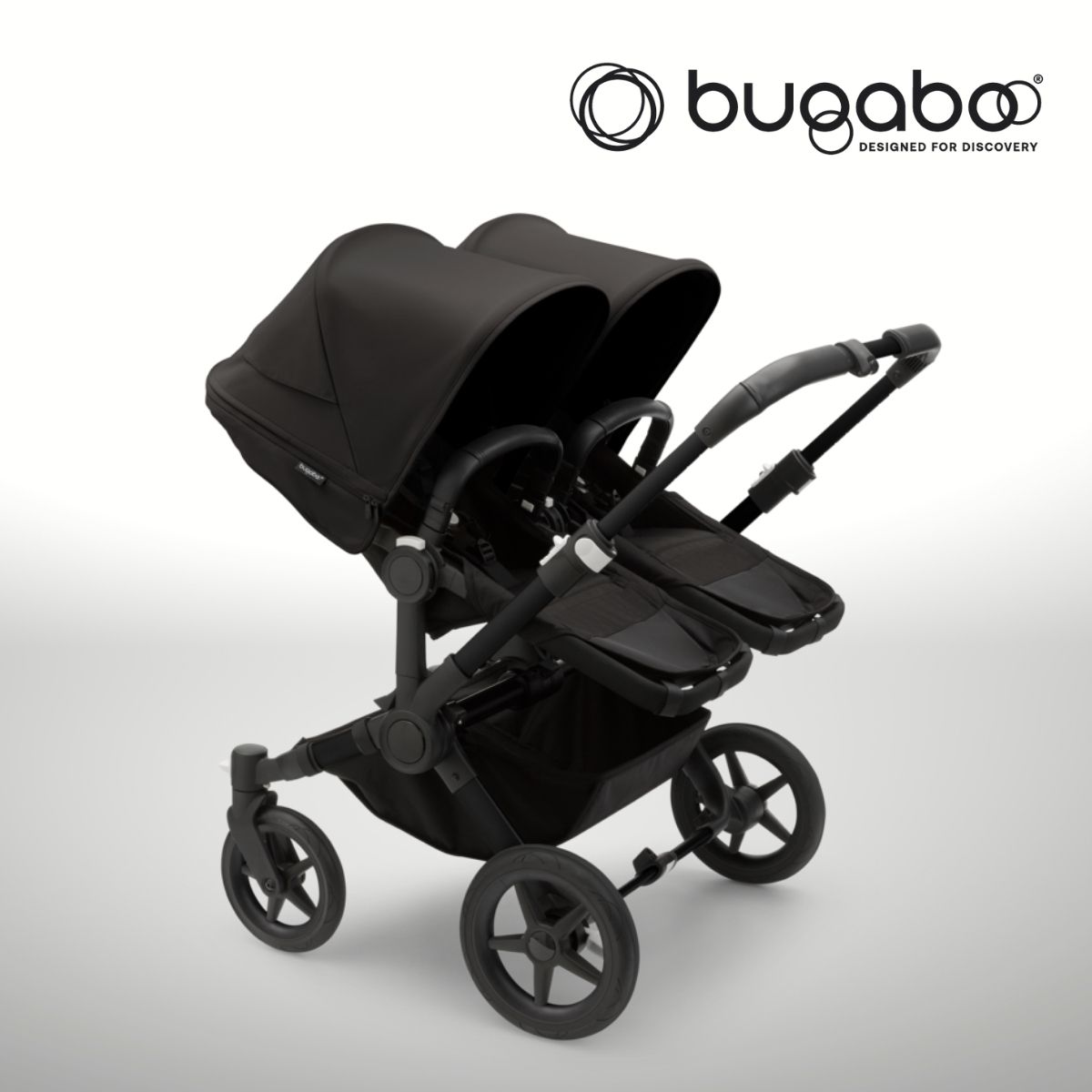 Bugaboo Donkey 5 Twin Zwillingskinderwagen- Schwarz- Mitternachtsschwarz- Mitternachtsschwarz