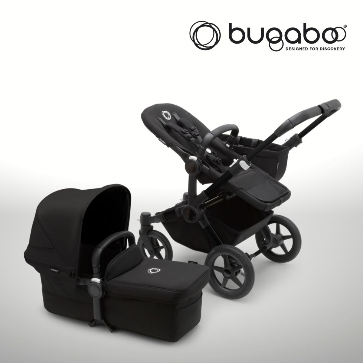 Bugaboo Donkey 5 Mono Kombikinderwagen- Schwarz/ Mitternachtsschwarz-Mitternachtsschwarz