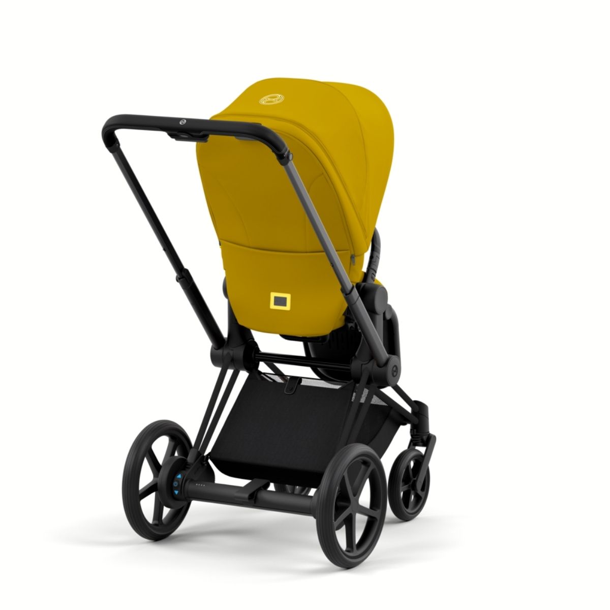 Cybex e-Priam 4 Kinderwagen Rahmen Matt Black, Sitz Mustard Yellow