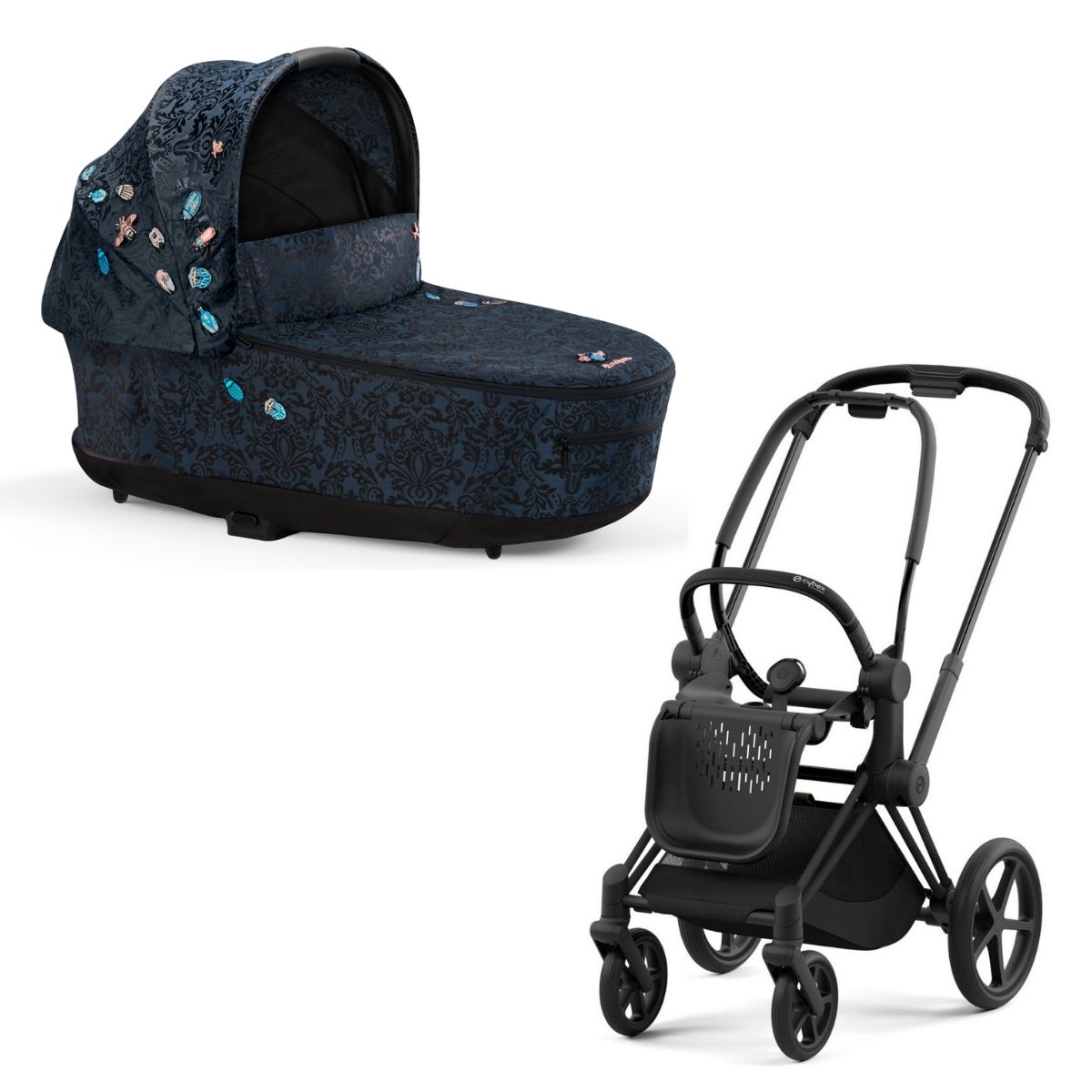 Cybex Priam 4 Kombikinderwagen- Matt Black Rahmen - Jewels of Nature