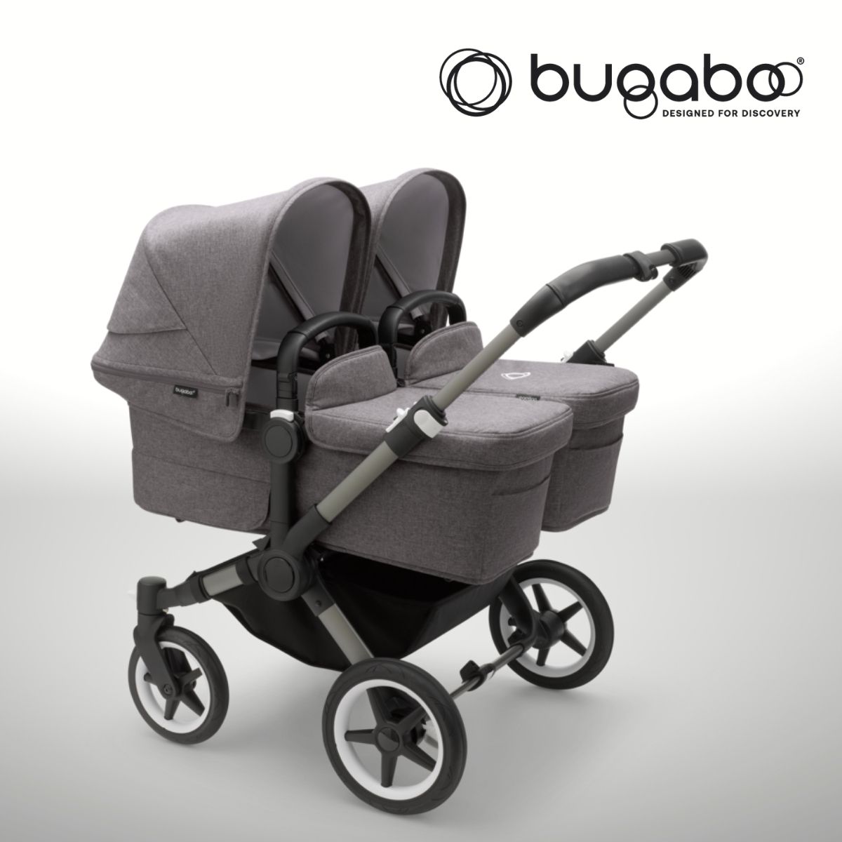 Bugaboo Donkey 5 Twin Zwillingskinderwagen- Graphit- Grau Meliert- Grau Meliert