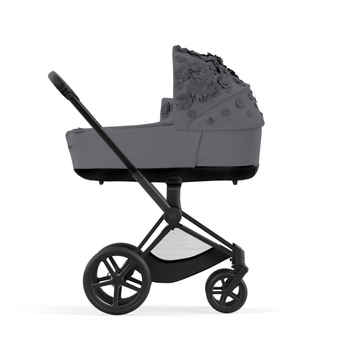 Cybex Priam 4 Kombikinderwagen- Matt Black Rahmen - Simply Flowers Grey