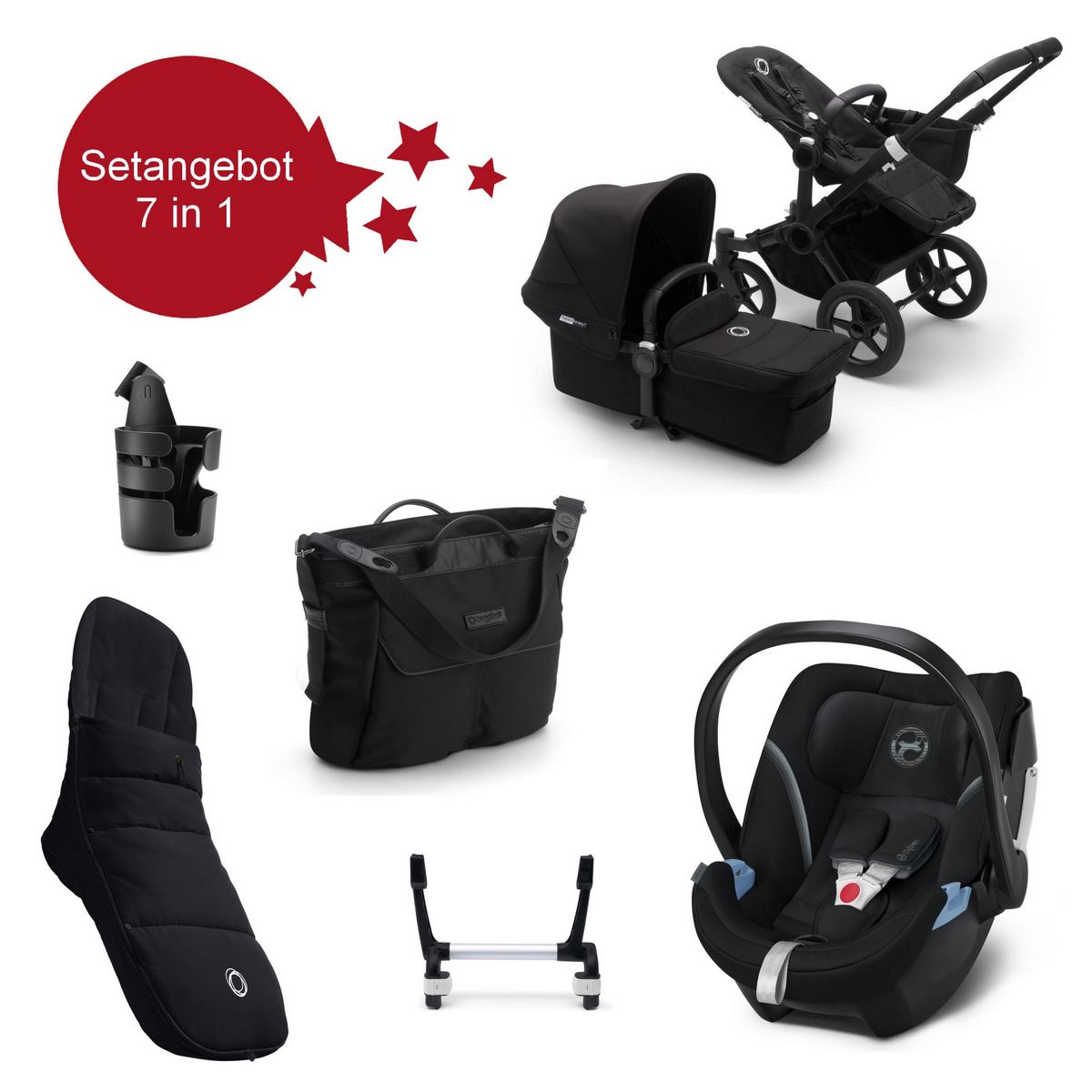 Bugaboo Donkey3 Mono Setangebot 7 in 1 Schwarz, Schwarz, Schwarz