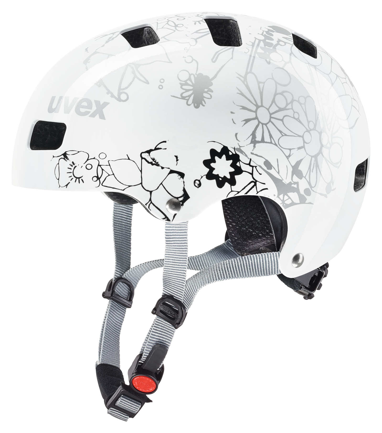 uvex kid 3 Fahrradhelm white flower