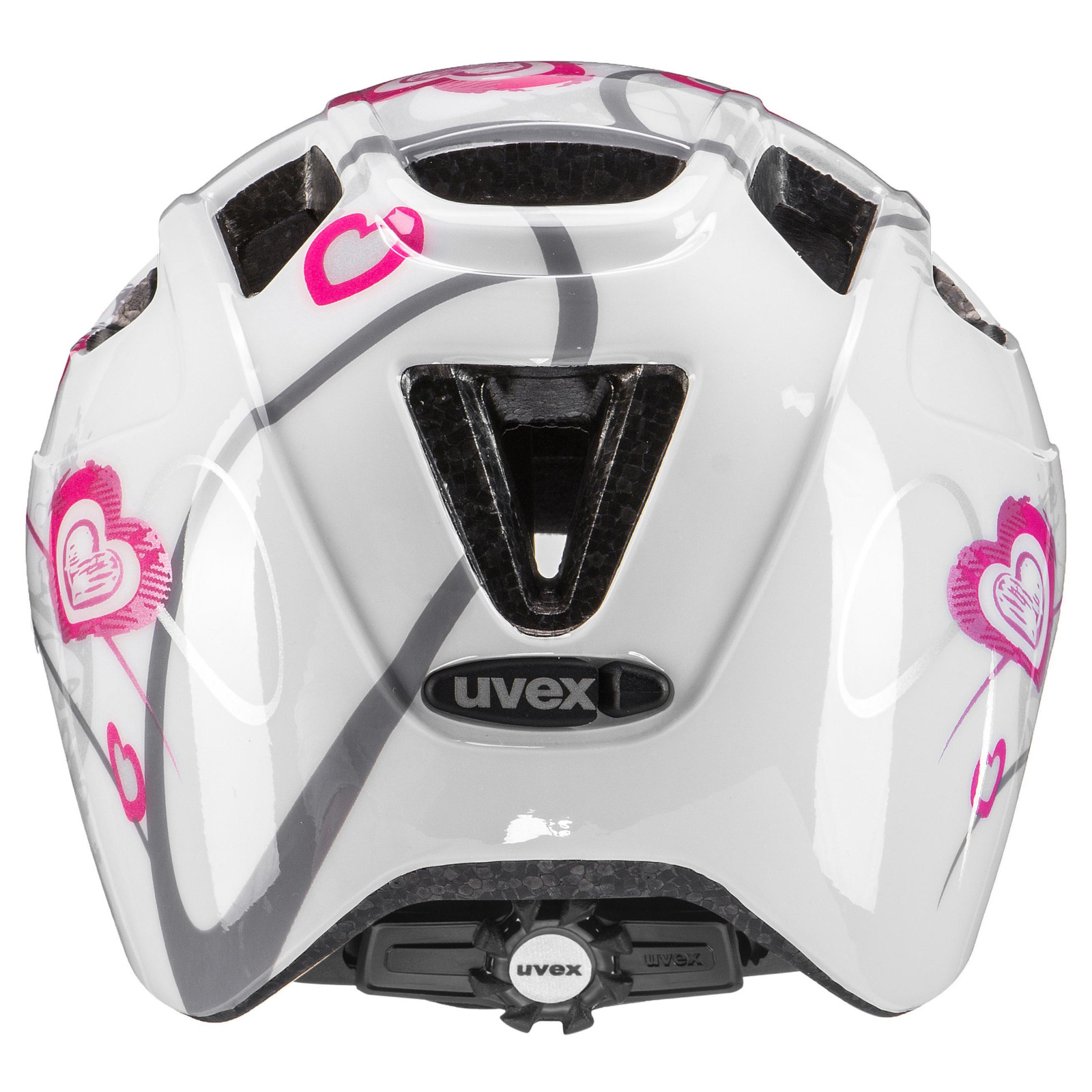 Mit dem uvex finale junior Fahrradhelm heart white pink