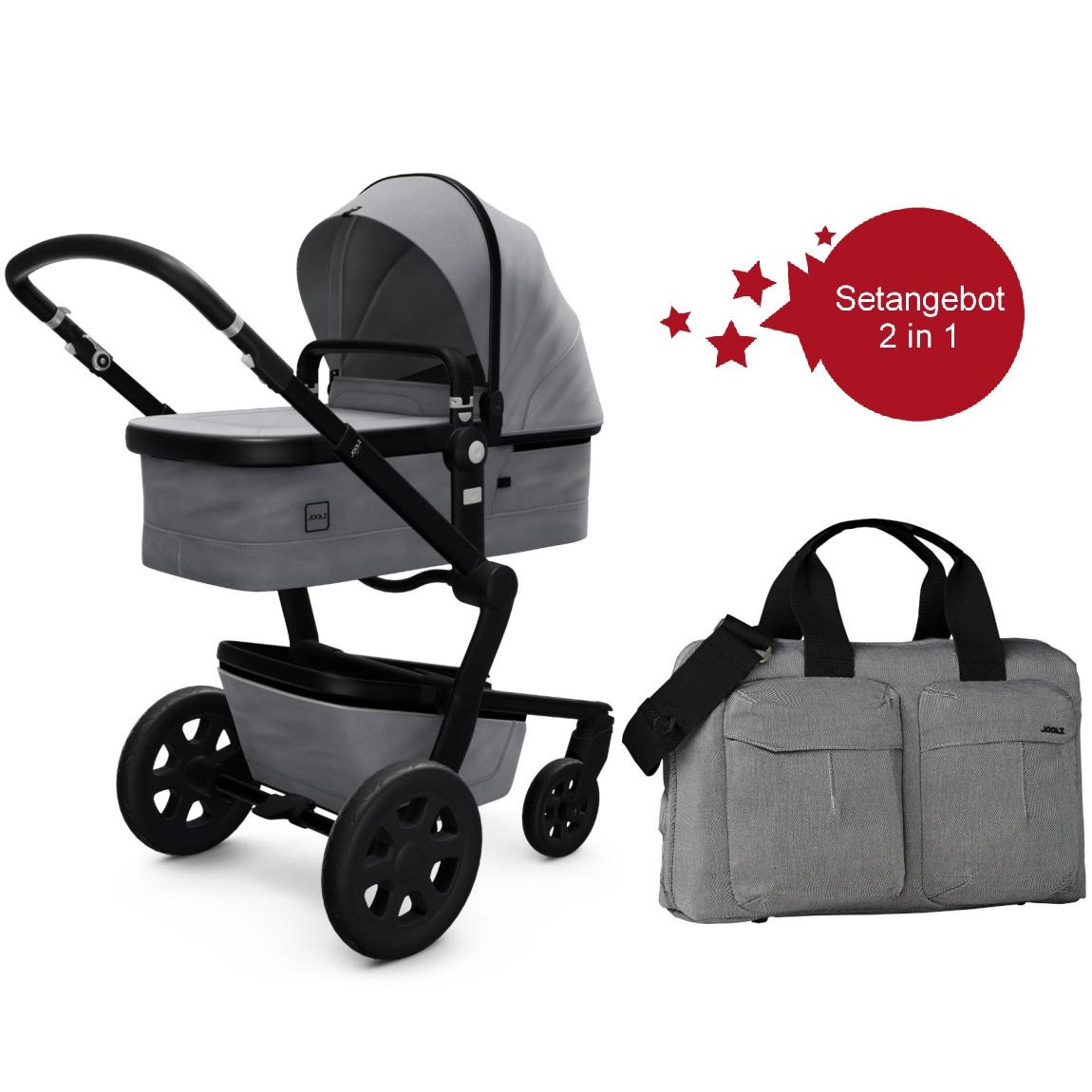 Joolz Day 3 Setangebot Kinderwagen + Wickeltasche Modell 2020- Superious Grey