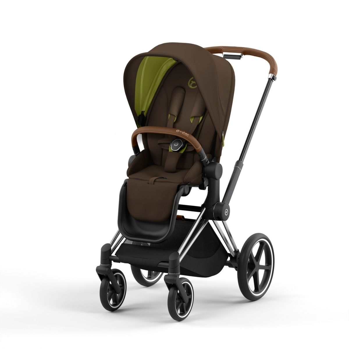 Cybex Priam 4 Kinderwagen Chrome Rahmen- Khaki Green Seat Pack