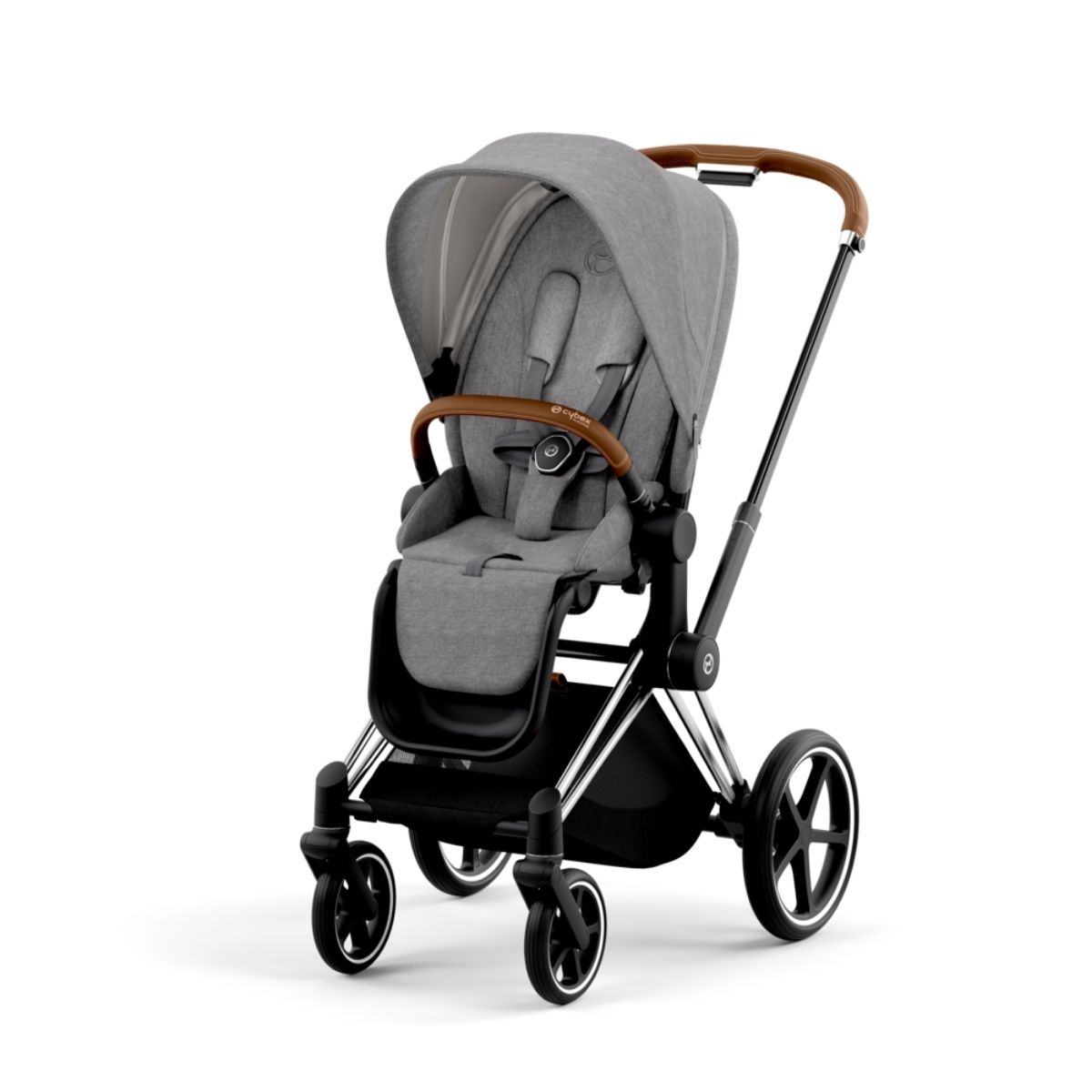 Cybex Priam 4 Kinderwagen Chrome Brown Rahmen- Manhattan Grey Plus