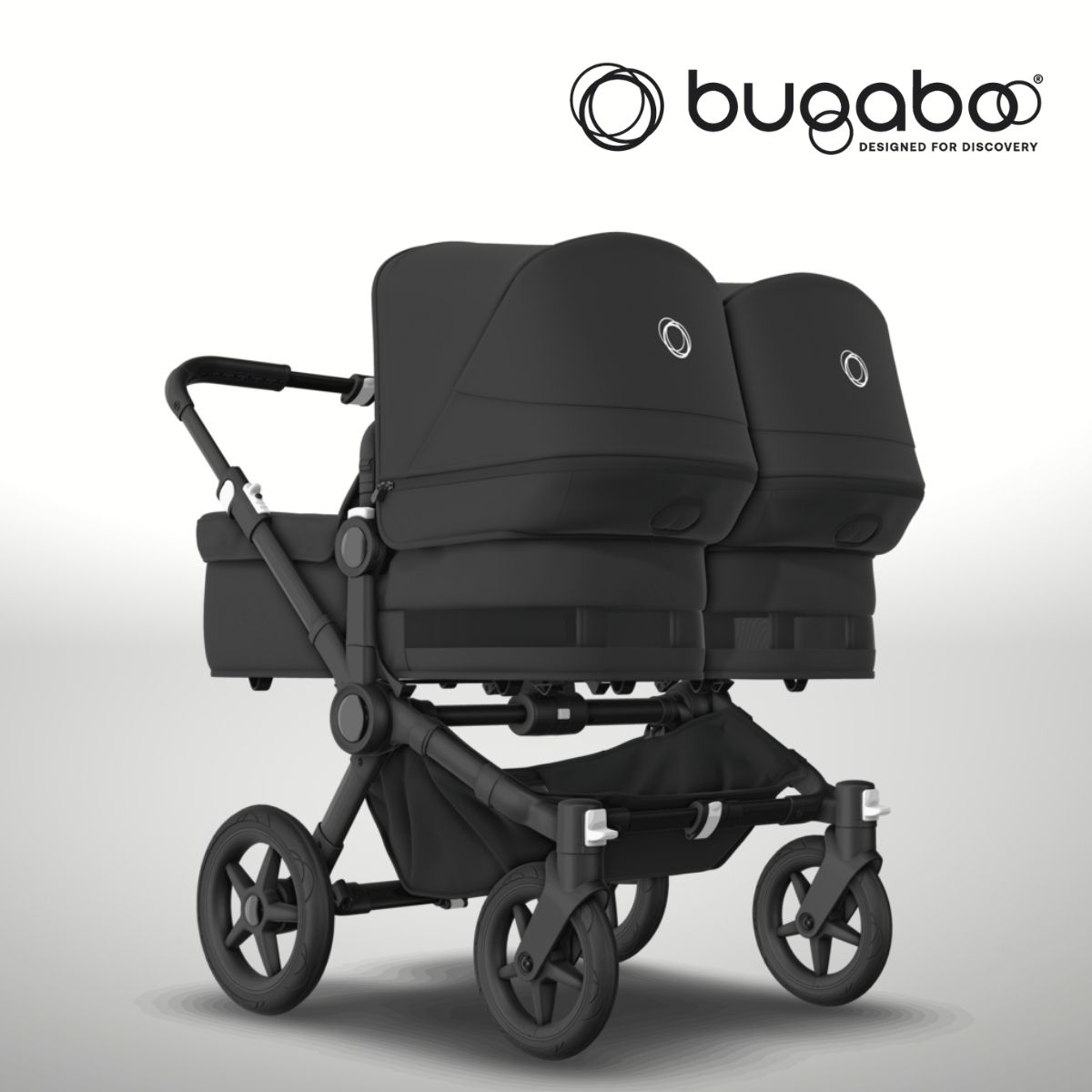 Bugaboo Donkey 5 Twin Zwillingskinderwagen- Schwarz- Mitternachtsschwarz- Mitternachtsschwarz