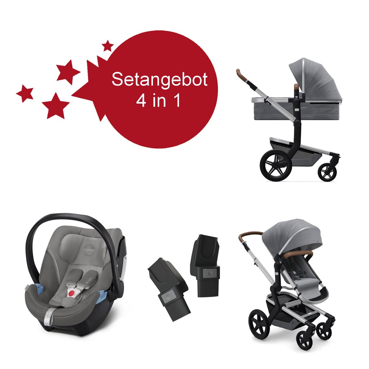 Joolz Day+ Kinderwagen Gorgeous Grey Setangebot mit Aton 5 