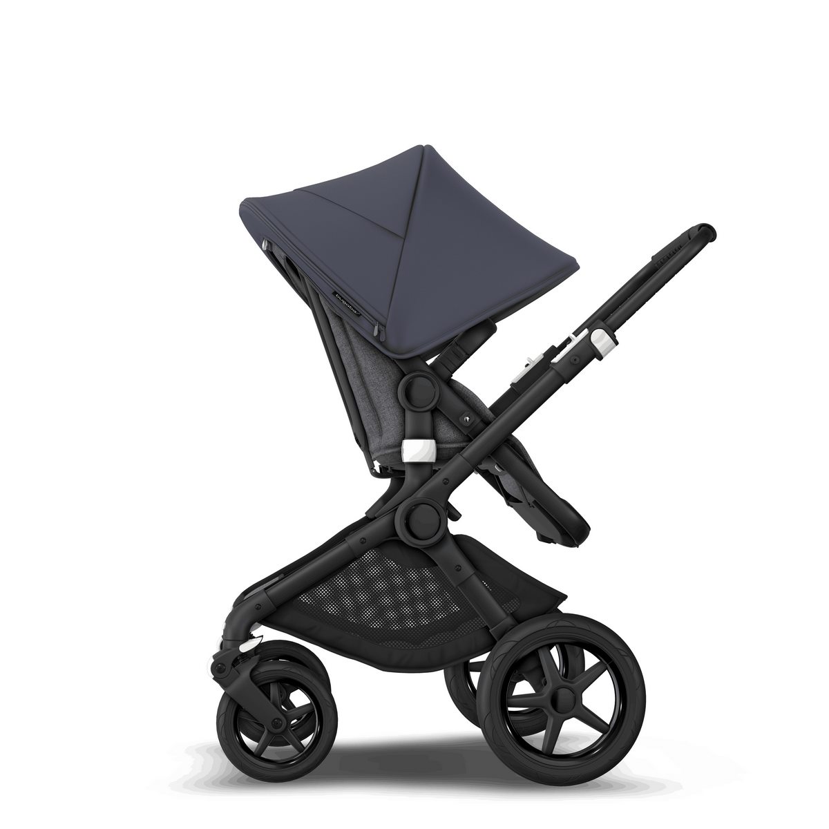 Bugaboo Fox3 Kombikinderwagen- Schwarz/ Grau Meliert- Sturmblau