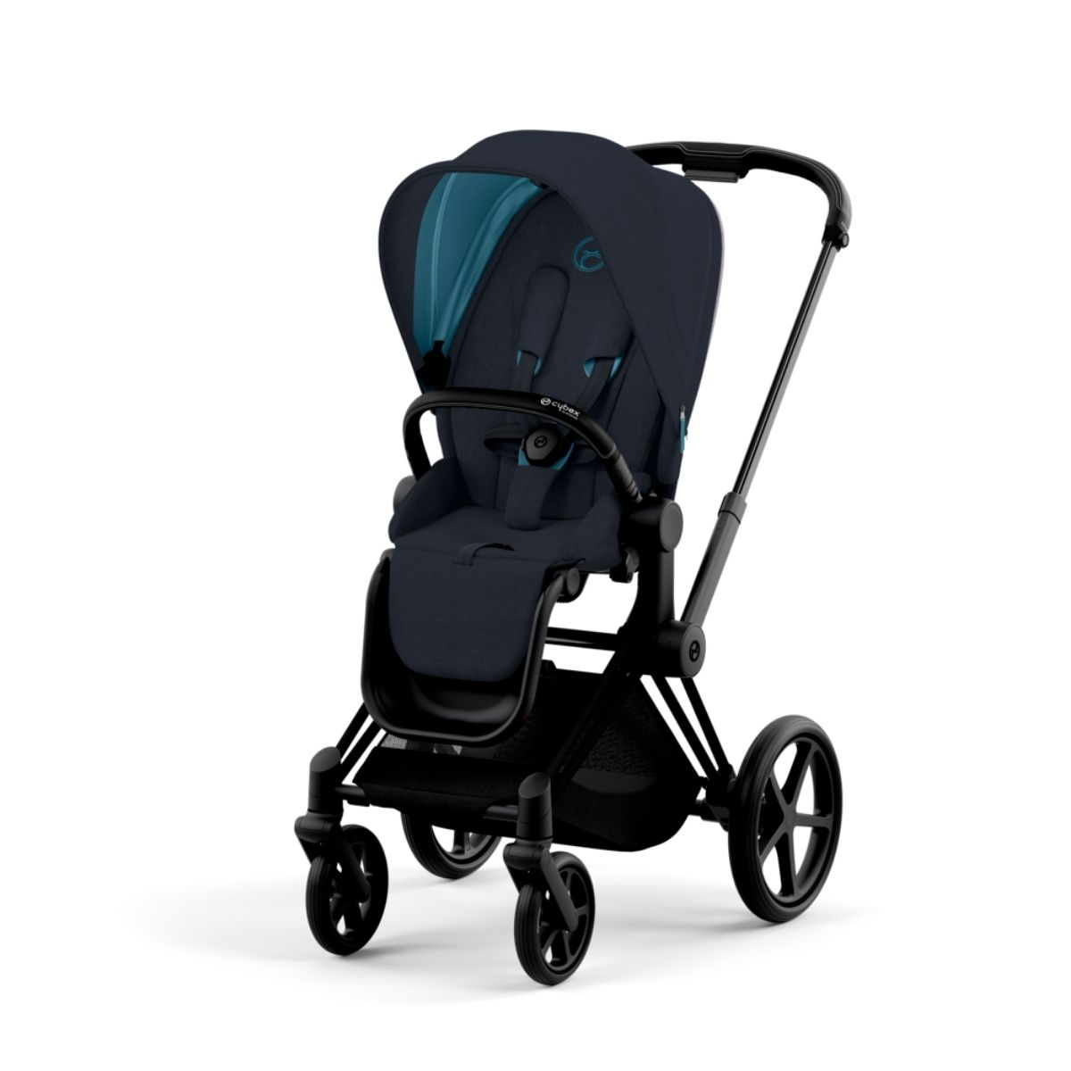 Cybex Priam 4 Kinderwagen Matt Black Rahmen- Midnight Blue Plus