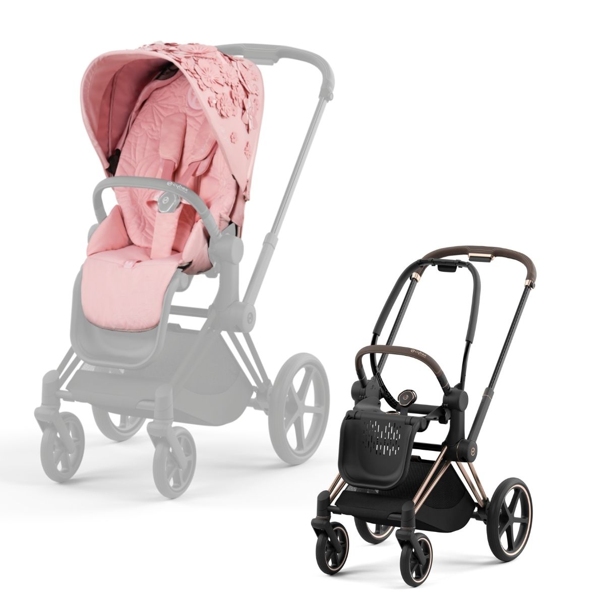 Cybex Priam 4 Kinderwagen Rosegold Rahmen- Simply Flowers Pink