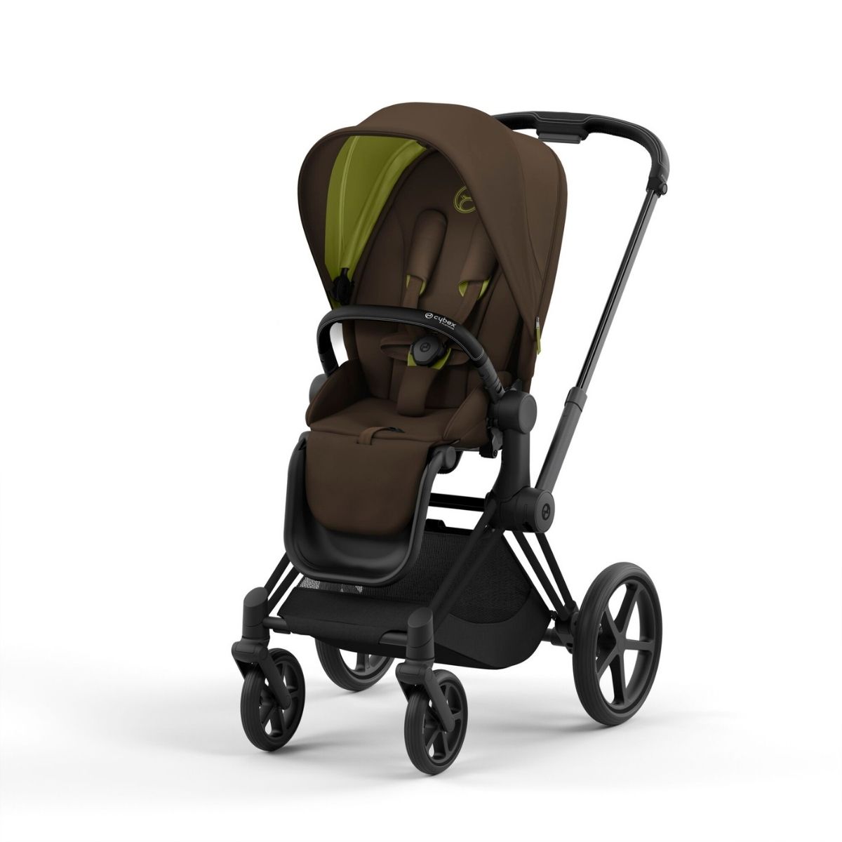 Cybex Priam 4 Kinderwagen Matt Black Rahmen- Khaki Green Seat Pack