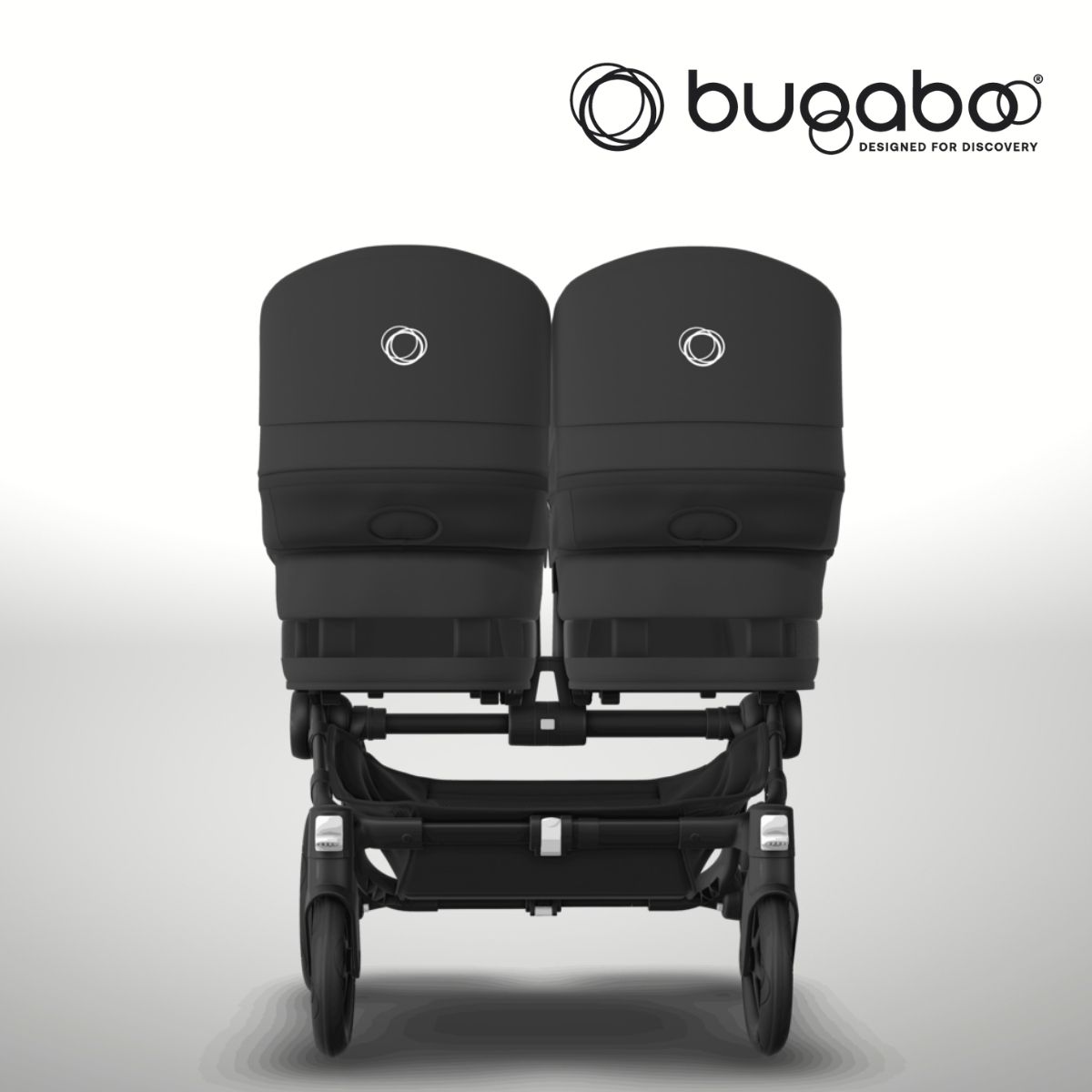 Bugaboo Donkey 5 Twin Zwillingskinderwagen- Schwarz- Mitternachtsschwarz- Mitternachtsschwarz