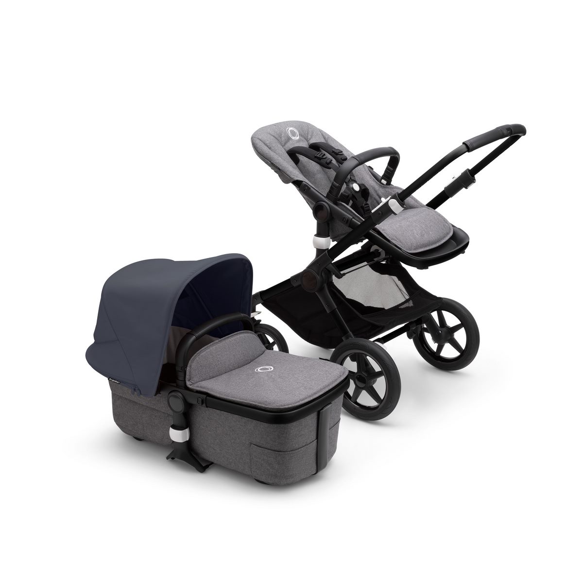 Bugaboo Fox3 Kombikinderwagen- Schwarz/ Grau Meliert- Sturmblau
