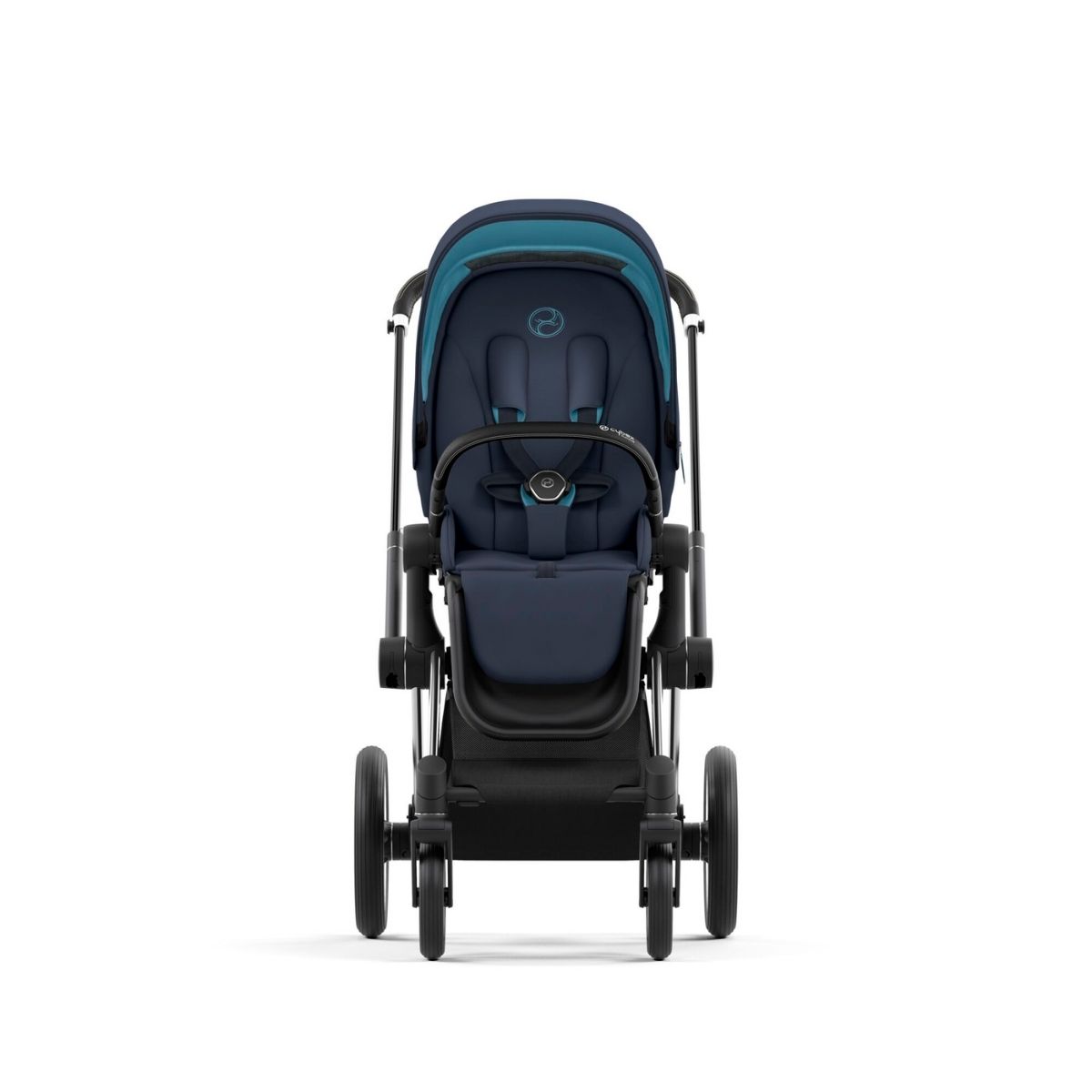 Cybex Priam 4 Kinderwagen Chrome Black Rahmen- Nautical Blue Seat Pack