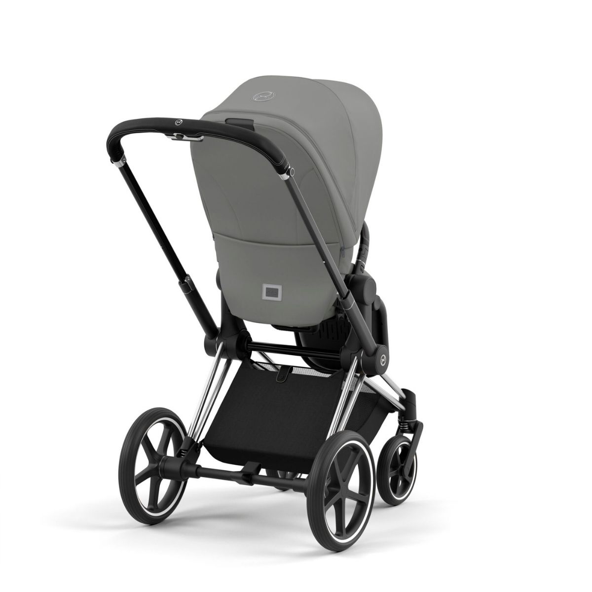 Cybex Priam 4 Kinderwagen Chrome Black Rahmen- Soho Grey Seat Pack