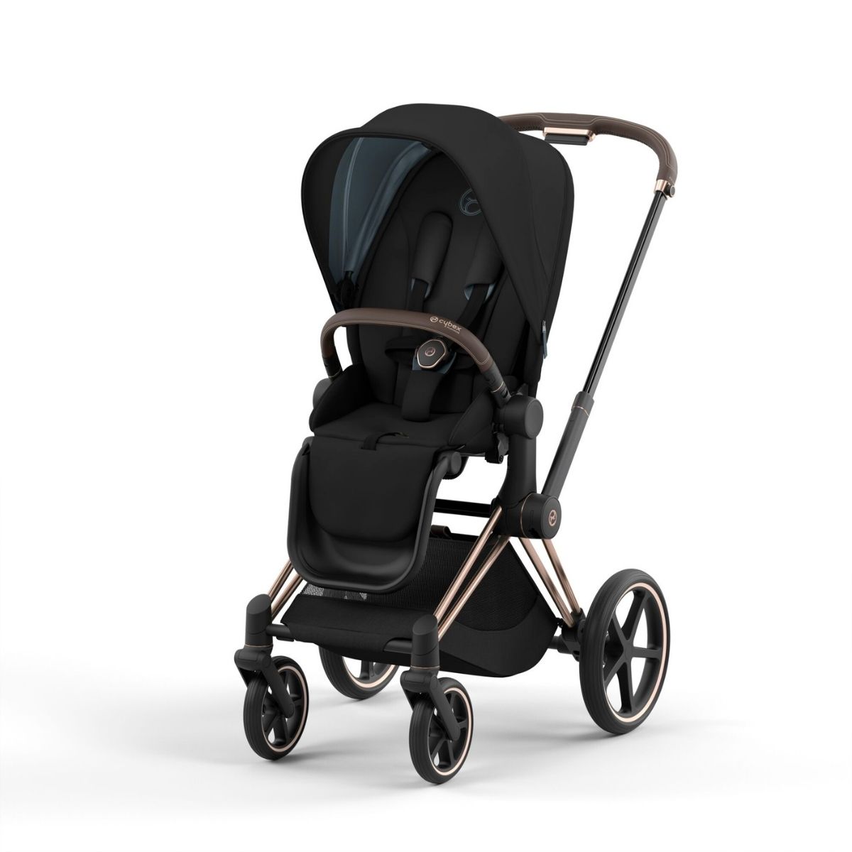 Cybex Priam 4 Kinderwagen Rosegold Rahmen- Deep Black Seat Pack