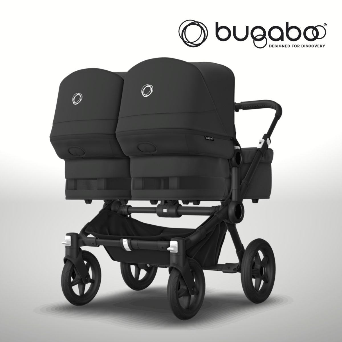 Bugaboo Donkey 5 Twin Zwillingskinderwagen- Schwarz- Mitternachtsschwarz- Mitternachtsschwarz