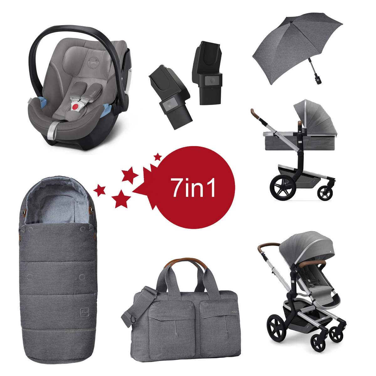 Joolz Day + Kinderwagen mit Zubehör Setangebot Radiant Grey