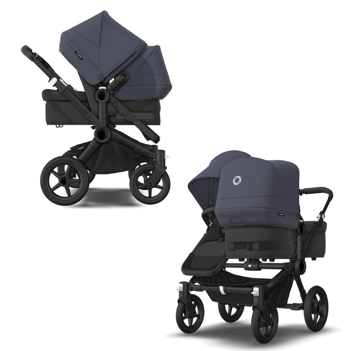 Bugaboo Donkey 5 Duo Mix & Match Schwarz- Mitternachtsschwarz- Sturmblau
