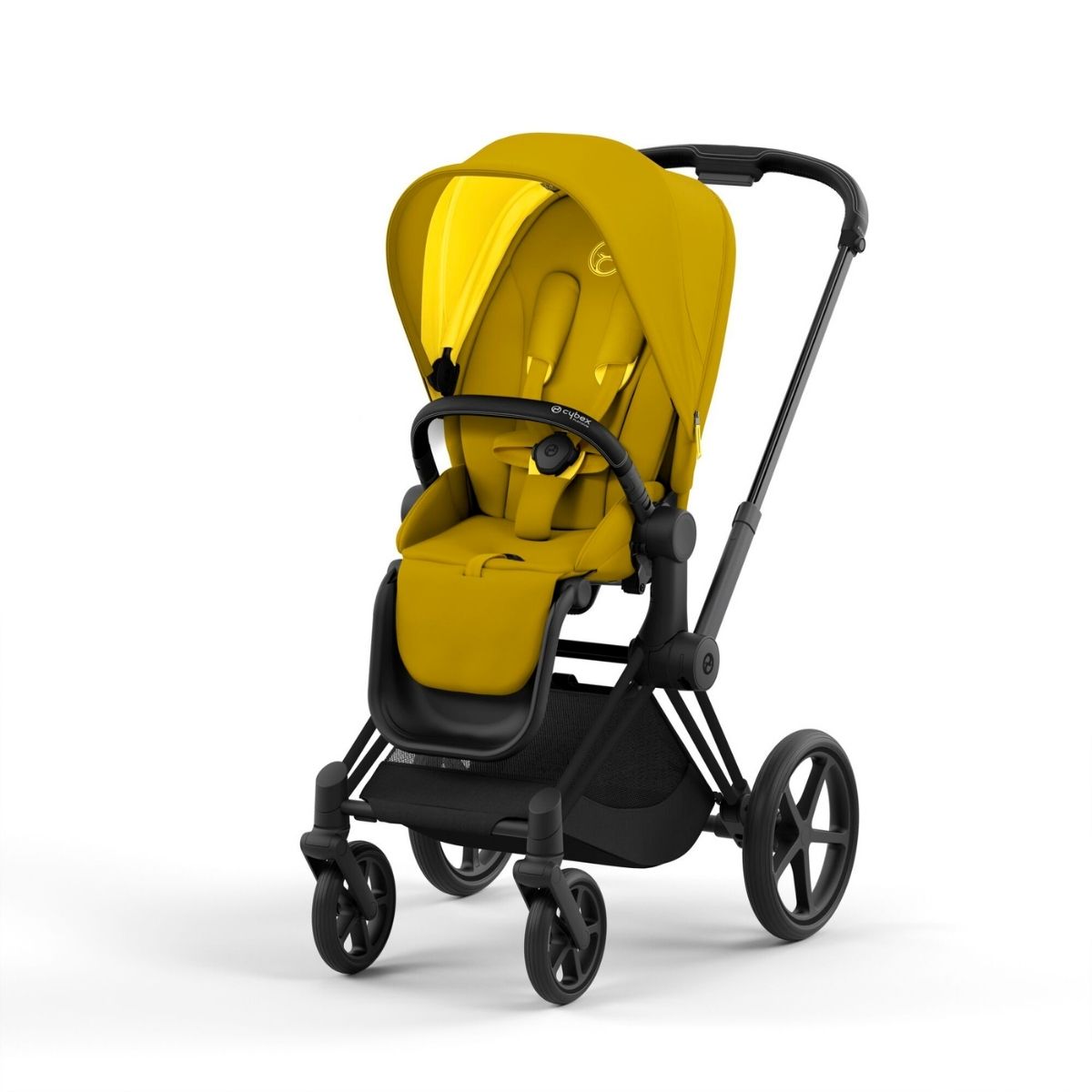 Cybex Priam 4 Kinderwagen Matt Black Rahmen- Mustard Yellow Seat Pack