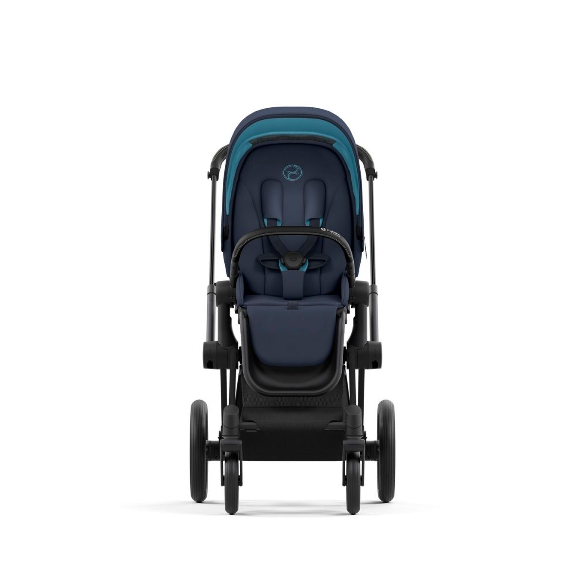 Cybex Priam 4 Kinderwagen Matt Black Rahmen- Nautical Blue Seat Pack