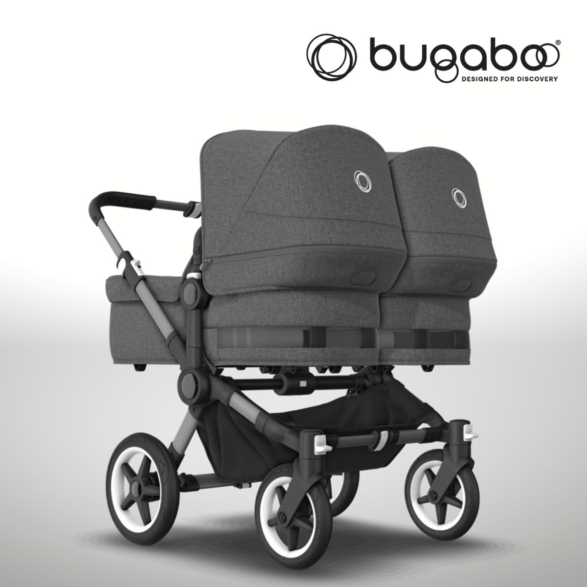 Bugaboo Donkey 5 Twin Zwillingskinderwagen- Graphit- Grau Meliert- Grau Meliert