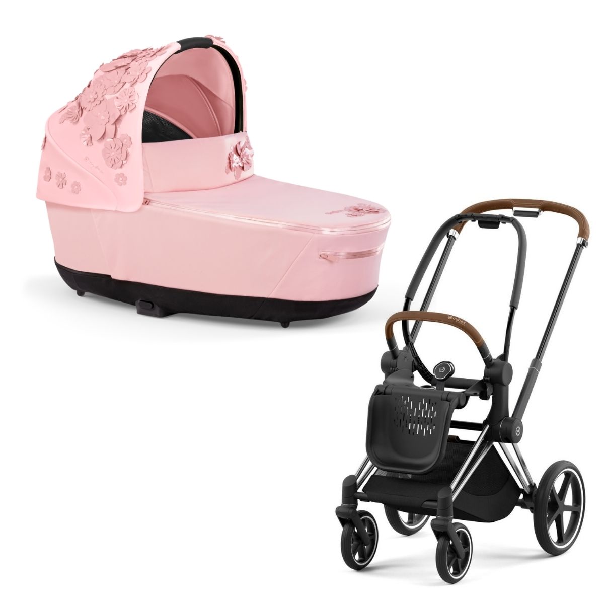 Cybex Priam 4 Kombikinderwagen- Chrome Rahmen - Simply Flowers Pink