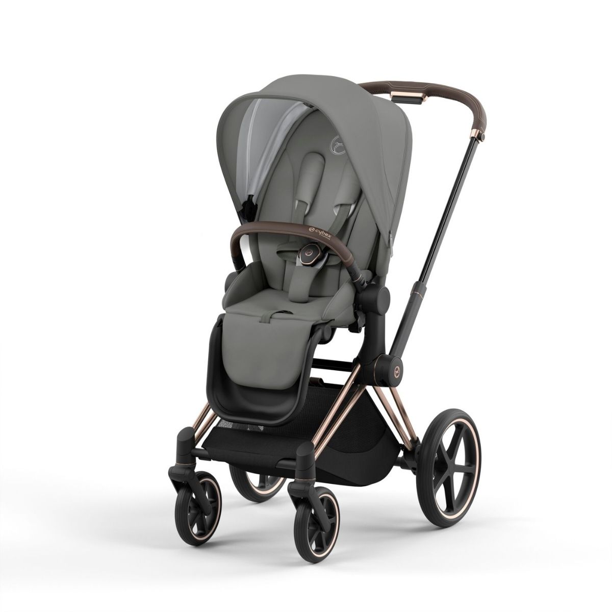 Cybex Priam 4 Kinderwagen Rosegold Rahmen- Soho Grey Seat Pack