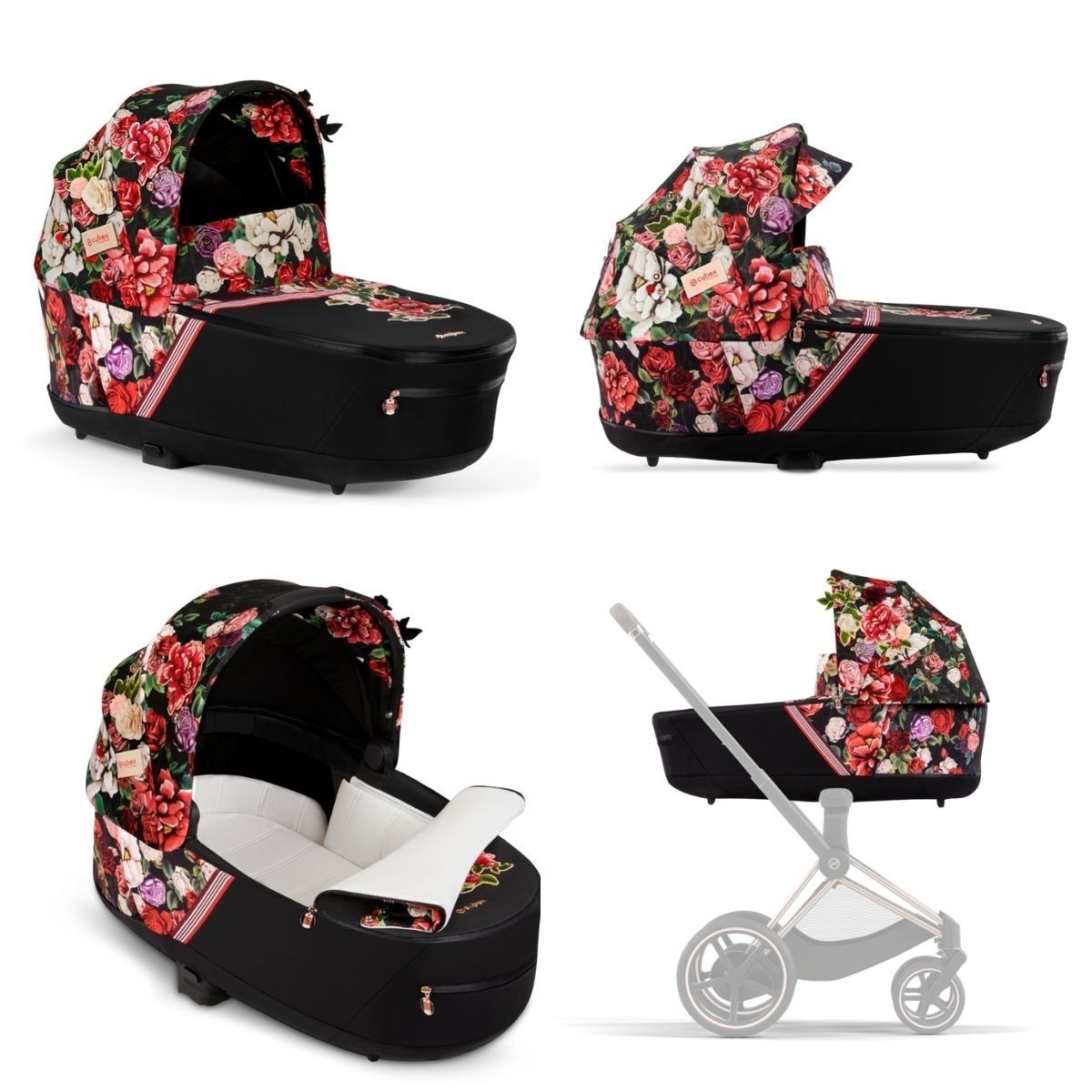 Cybex Priam 4 Kombikinderwagen- Rose Gold Rahmen - Spring Blossom Dark