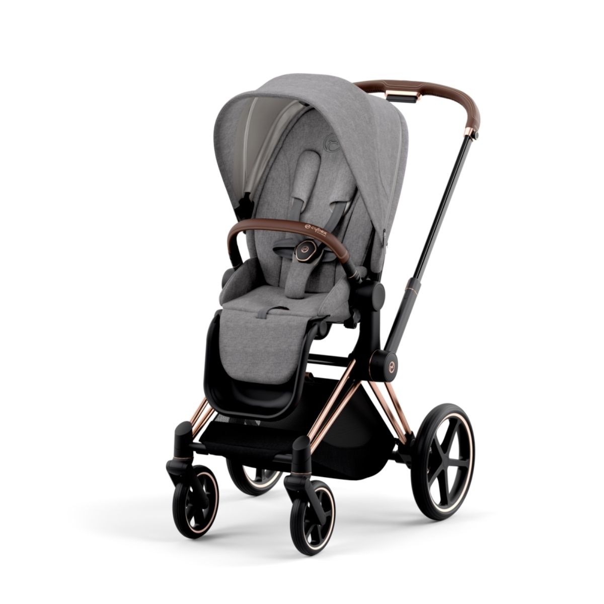 Cybex Priam 4 Kinderwagen Rosegold Rahmen- Manhattan Grey Plus