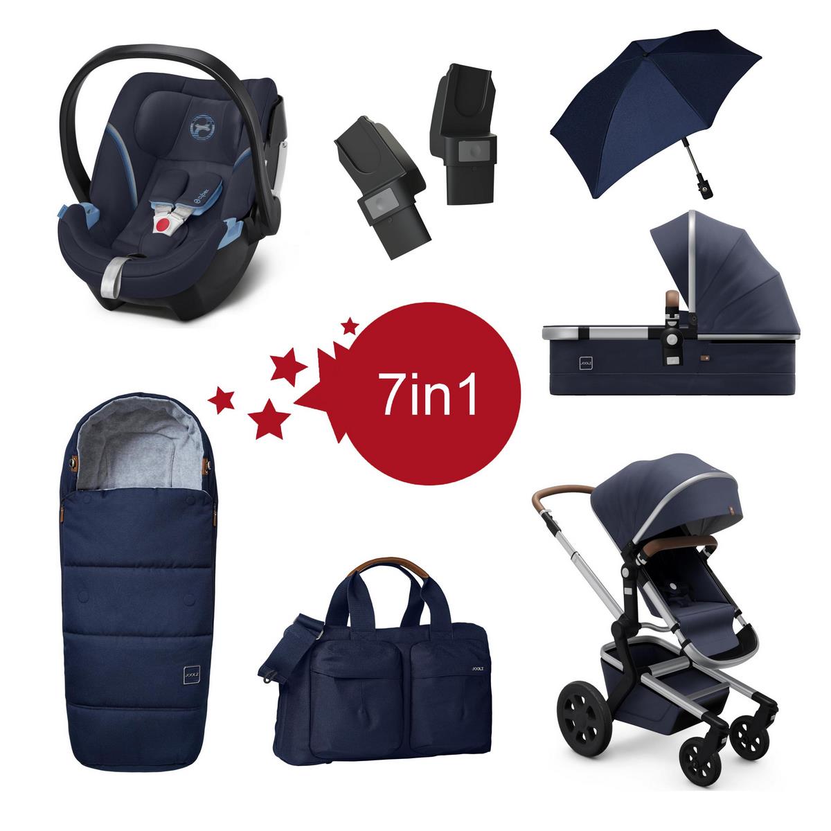 Joolz Day 3 Setangebot Classic Blue + Cybex Aton 5 Navy Blue