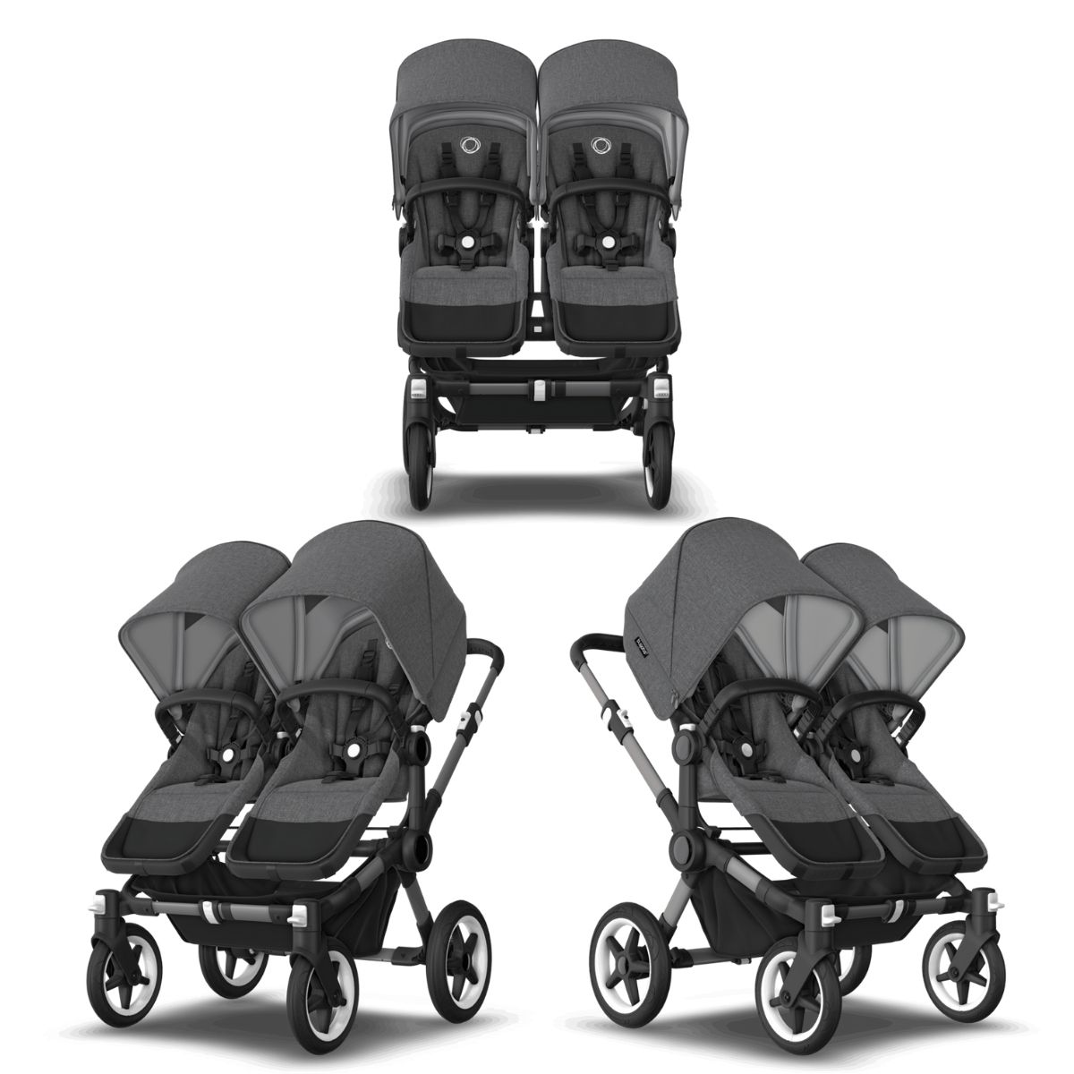 Bugaboo Donkey 5 Twin Mix & Match Graphit- Grau Meliert- Grau Meliert