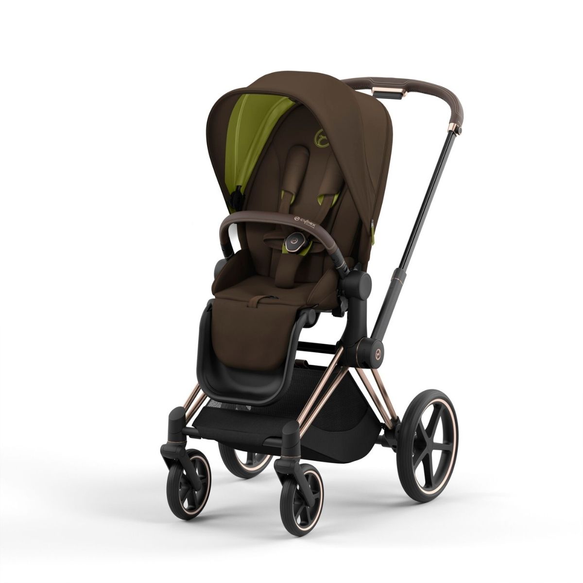 Cybex Priam 4 Kinderwagen Rosegold Rahmen- Khaki Green Seat Pack